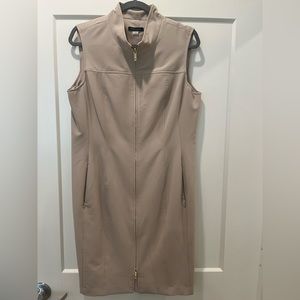 Tommy Hilfiger Beige Sleeveless Zipper Dress w/ Pockets